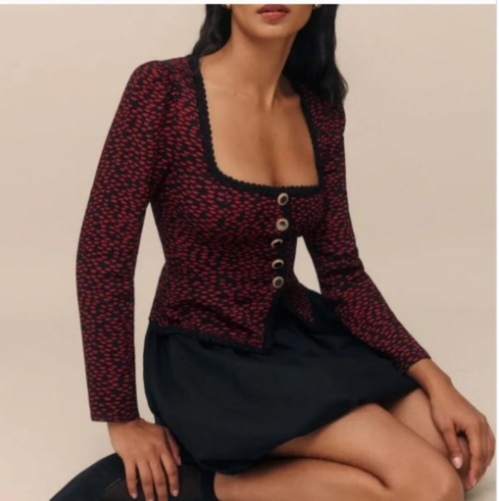 NWT Reformation Nikki French Kiss Victorian Peplum Crop Top Corset Bodice Size 2